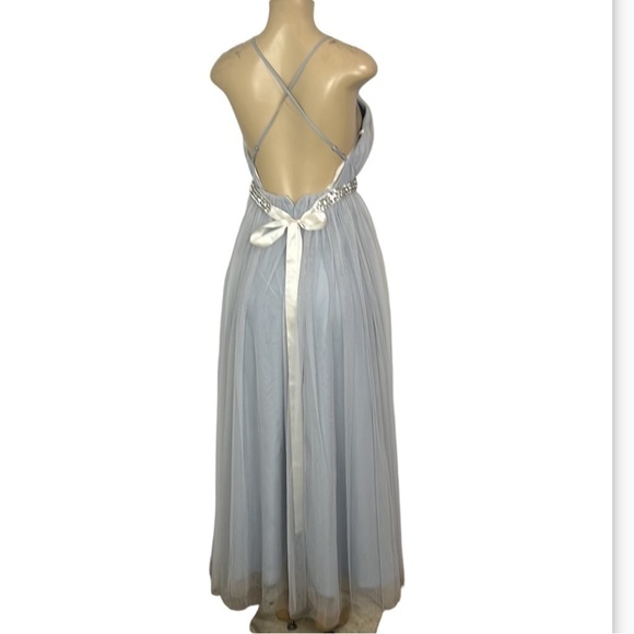 CEREMONY BY JOANA AGUST LIGHT BLUE TULLE MIDI DRESS - Picture 3 of 9